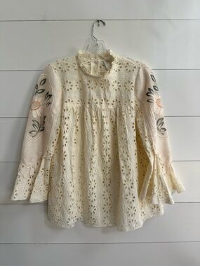 Anna Sui Eyelet Embroidered Blouse